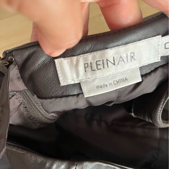 PleinAir Slim Straight Flat Front Genuine Leather Pants in Espresso Brown 0 - Picture 4 of 16